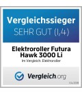Elektroroller "Hawk 3000 Li", Seitenansicht, Schwarz/Rot