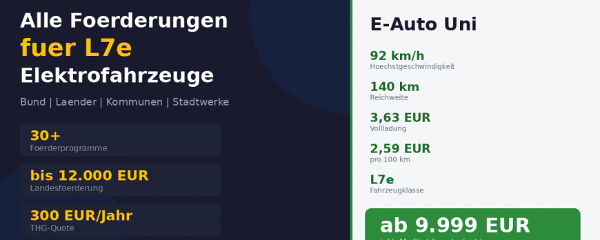 Alle Förderungen für L7e E-Autos und Elektrofahrzeuge in Deutschland
