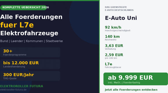 Alle Förderungen für L7e E-Autos und Elektrofahrzeuge in Deutschland