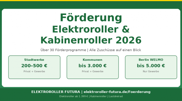 Förderungen für Elektroroller & Kabinenroller 2026