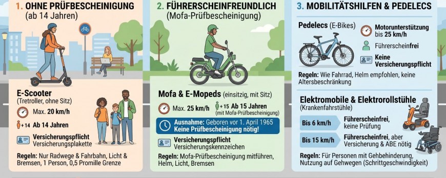 Führerscheinfrei mobil: Welche E-Fahrzeuge Sie ohne Führerschein fahren können